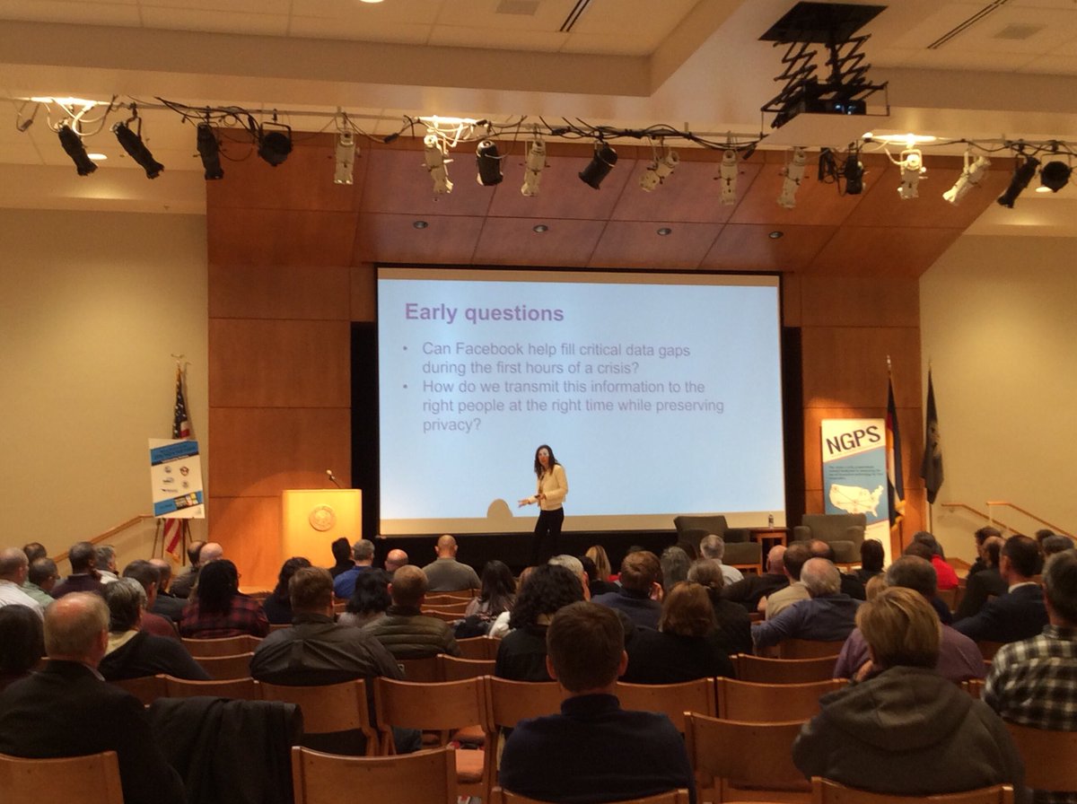 napsgfoundation's tweet photo. We are pleased to have Laura McGorman from @facebook presenting “Disaster Maps” - protecting privacy and
providing value for Response Lifelines #NGPS2018 https://t.co/wzQNPp3Law