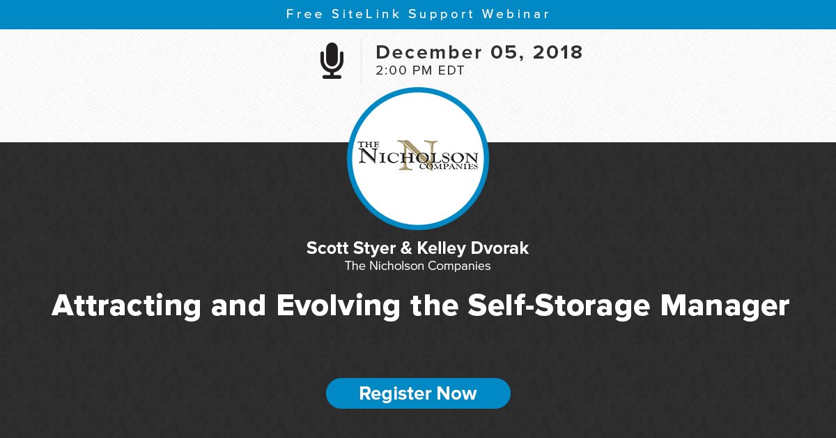 [Live Webinar TOMORROW] The constant cycle: recruitment, interviews, hiring, training, managing and ultimately replacing. A core problem is not only how and where to find quality managers for your self-storage facilities, but also how to develop and retain.ow.ly/BY9H30mo4km
