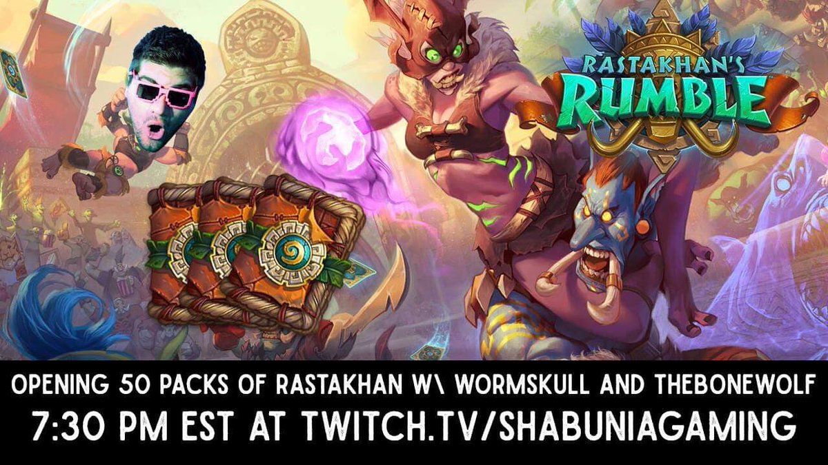 WormskullHS's tweet photo. Hey y’all. @RenoShanHM will be on stream reviewing the new hearthstone set with a 50 pack opening stream at https://t.co/VDPv6V4Oj4 ! Come check it out at 730 est https://t.co/EFIXAZWRYI