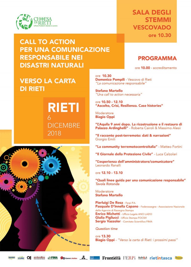 Comunicazione responsabile in caso di disastri naturali: da non perdere il 6/12 a Rieti gli appuntamenti a cura dei professionisti FERPI 
bit.ly/2DZmQn6