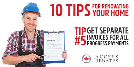 accessrebates's tweet photo. 10 tips for renovating your home 
Tip #5 Get separate invoices for all progress payments 

For more information visit: https://t.co/KxheHu5KcE

#homerenovation #homerenovation #homereno #ontariocontractors #homecontractors #renovationtips #renotips https://t.co/QcTE5UYlmE