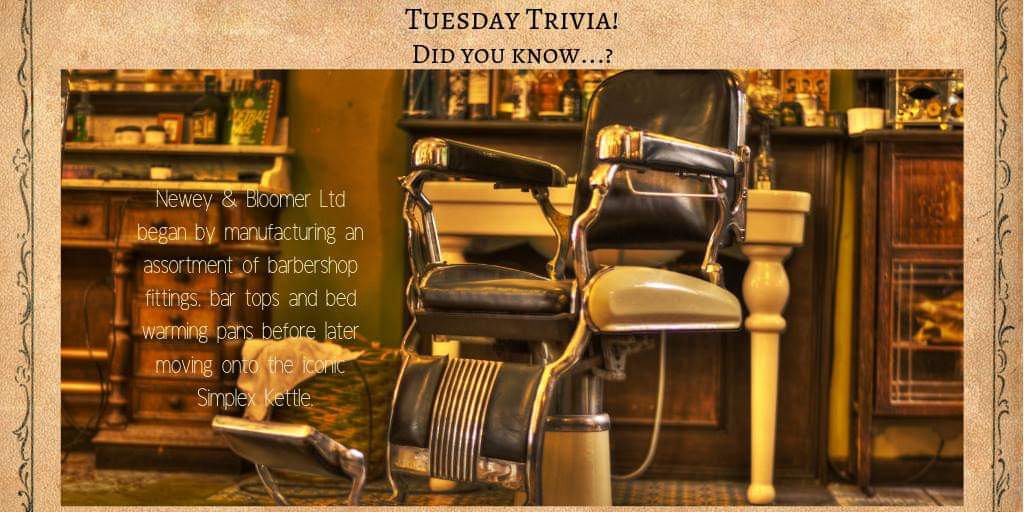 neweyandbloomer's tweet photo. Tuesday Trivia!
Did you know that Newey & Bloomer Ltd first began by manufacturing barbershop fittings, bar tops and bed warming pans before later moving onto the iconic Simplex Kettle?
#neweyandbloomer #simplexkettle #copperkettle #copperkitchenware #madeinbritain #madeinengland https://t.co/TIA3lx6A13