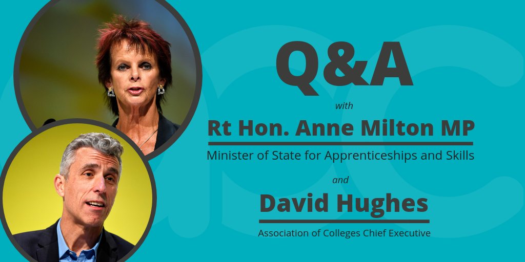 AoC_info's tweet photo. The Q&amp;A session with @AoCDavidH and @AnneMilton, Minister of State for Apprenticeships and Skills is now available - watch the full session here: https://t.co/ebybZQr5A6. #LoveOurColleges #AoCAskAnne https://t.co/snwmxC0Y99