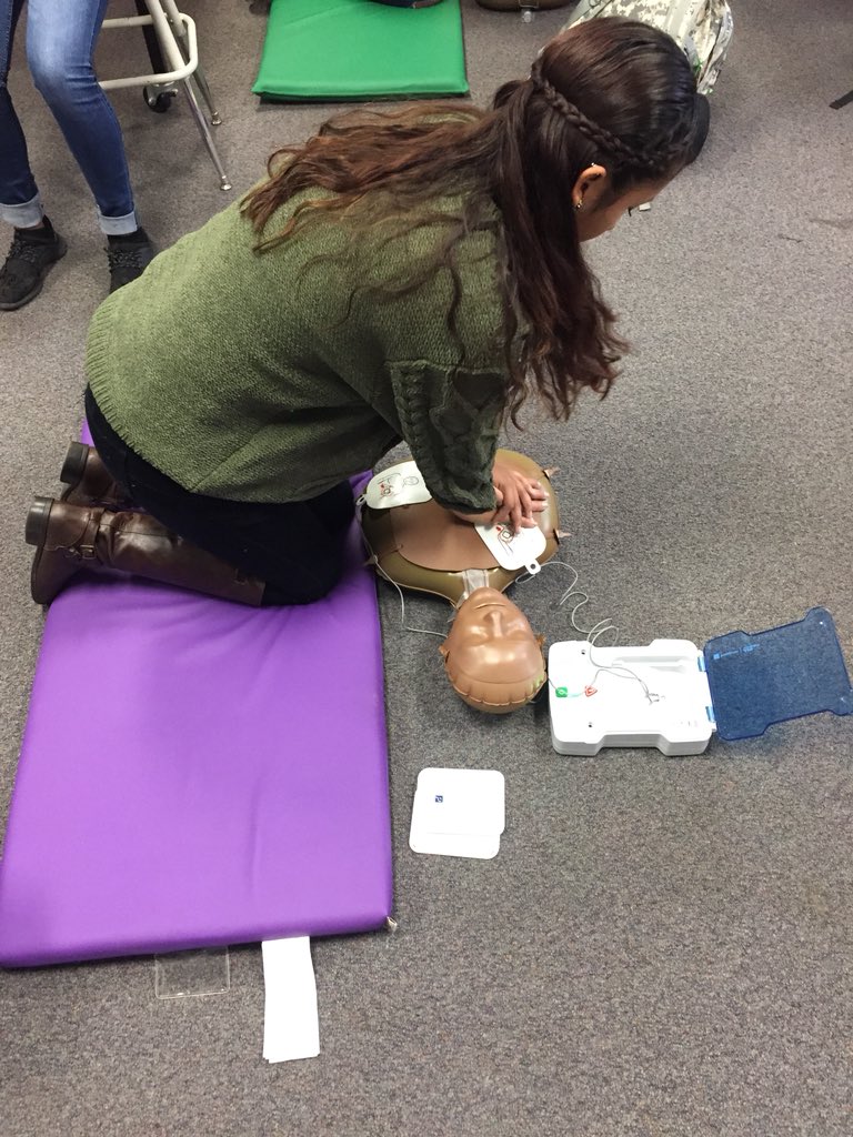 Sunnyside health pathway seniors practicing live saving techniques. #onlyatsunnysidehs