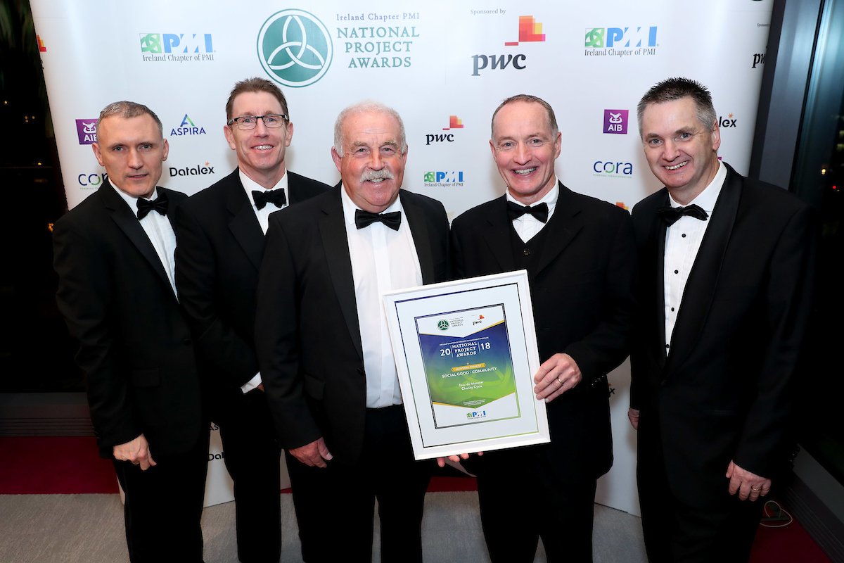 pmiirl's tweet photo. Winning Project Management for Social Good - Community, sponsored by @pmiirl, was @TourDeMunster #ProjectAwards18 https://t.co/RmPkHcZOeQ