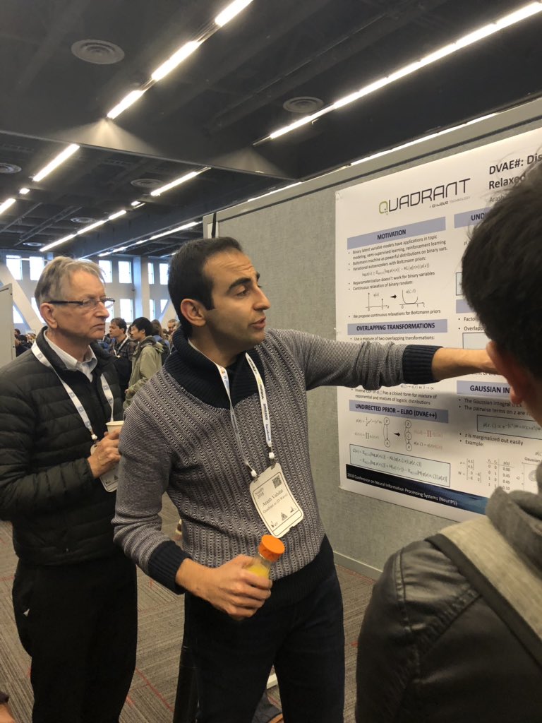 williamfalcon's tweet image. When you explain your poster and don’t notice Geoffrey Hinton standing behind you #NeurIPS2018