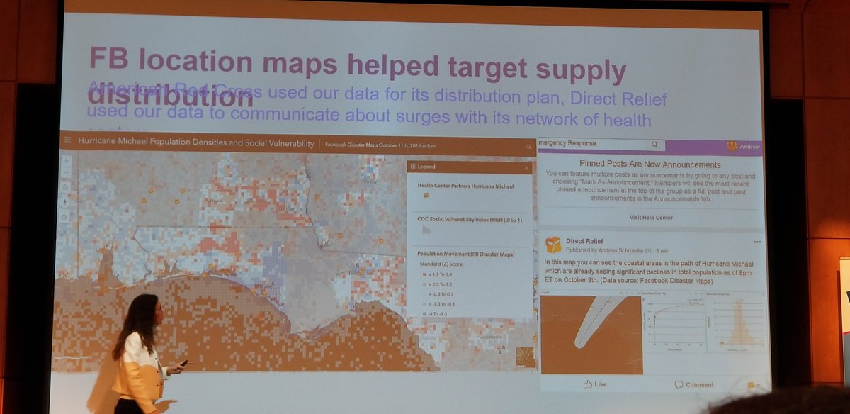 DanielStoelb's tweet photo. Fascinating presentation by @facebook regarding #disaster data and how we can see live #evacuation movement and other relevant data. #NGPS2018 https://t.co/ArRCB5Slic