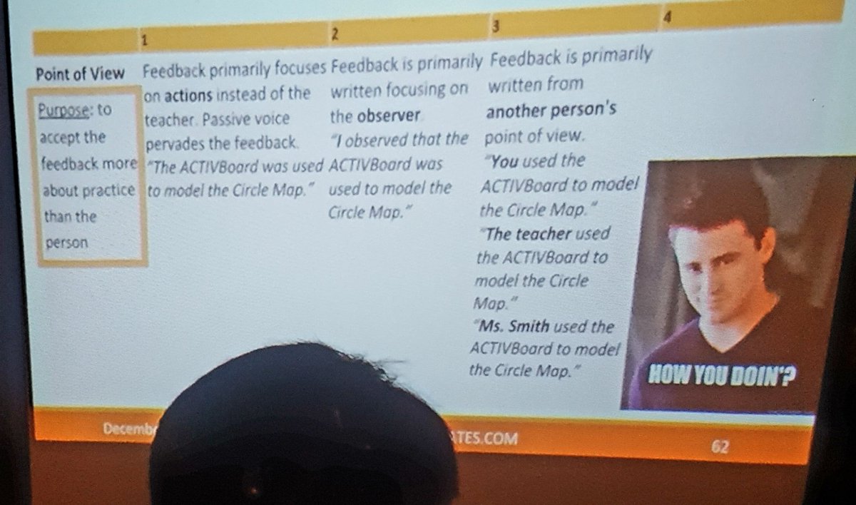 Berty924's tweet photo. So powerful! Feedback should be more about the practice than the person. #LearnFwd18 #craftingfeedback https://t.co/T2a3rKuGks