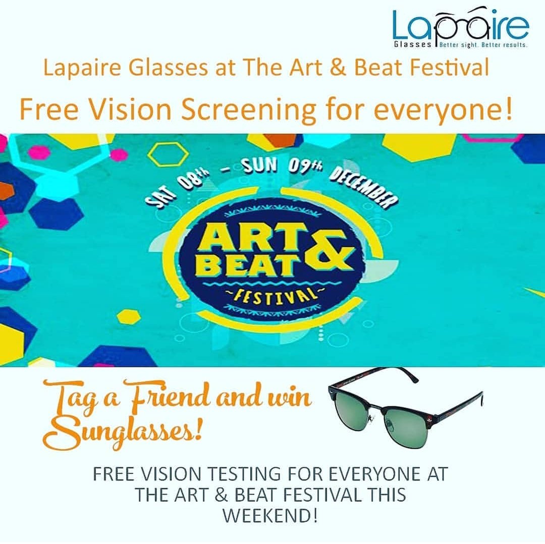 Lapaireke's tweet photo. Music is enjoyed by hearing, art is enjoyed  by seeing. Find us 
at the Art &amp; Beat festival this weekend. Free vision test for all. Afterwards get that artiste look with the coolest polarized UV protected sunglasses 😎 #Art #Festival #FreeVisionTest #Kenya #Style #Fashion #Health https://t.co/xvTzAsng3L
