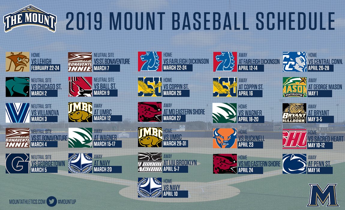 MountAthletics's tweet image. ⚾️ Mount St. Mary's Baseball Announces 2019 Schedule ⚾️

RELEASE:
mountathletics.com/x/9acnw