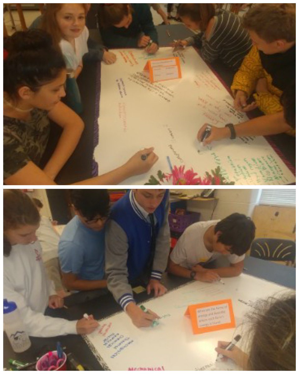 EZAVID's tweet image. Matter review with graffiti table questions: content review, fun,  movement, collaboration, elevator speeches to pull it all together. #myscienceclass #science8 @henleyhornets @k12albemarle
