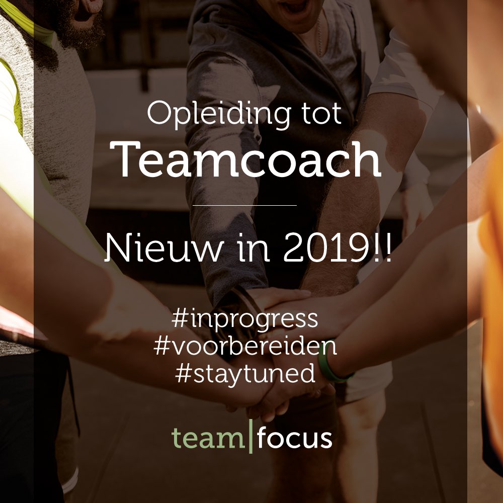 Opleiding tot Teamcoach als eerste in het Zuiden!! 

Na jaren te hebben gewerkt met teams gaan we onze kennis delen. #opleiding #teamcoach #teamcoaching  

In 2019 gaan we van start met deze opleiding.