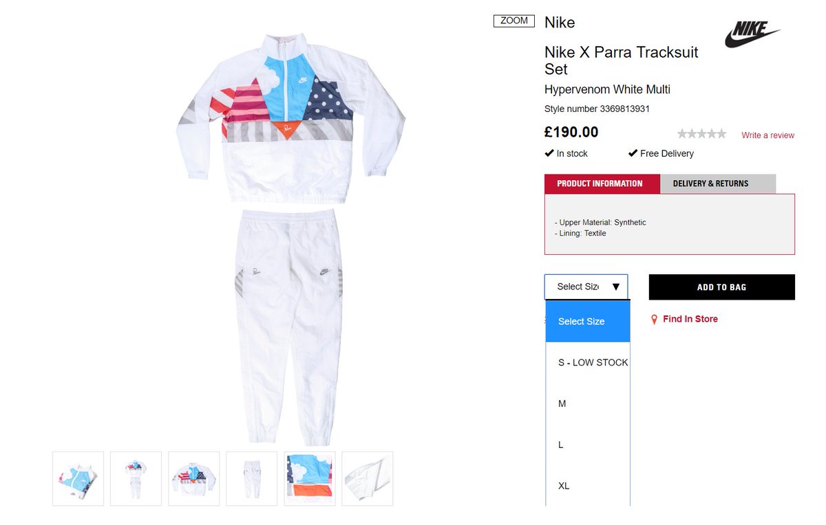 nike x parra half zip tracksuit