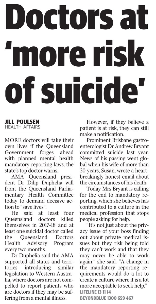James Lawler (@jmslwlr) on Twitter photo Thanks for your advocacy <a href="/ama_qld/">AMAQueensland</a> - #mandatoryreporting laws in WA encourage doctors to seek help for mental health. Doctors who get help will provide safer care - its in the interests of patients and their doctors for WA model to be implemented in all states #MH4Docs Thanks for your advocacy <a href="/ama_qld/">AMAQueensland</a> - #mandatoryreporting laws in WA encourage doctors to seek help for mental health. Doctors who get help will provide safer care - its in the interests of patients and their doctors for WA model to be implemented in all states #MH4Docs
