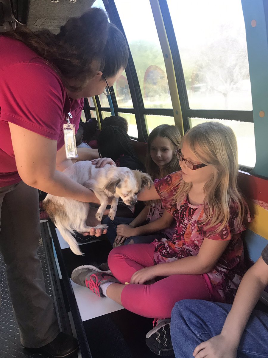 kris10_mac's tweet photo. Bark Bus from the Human Society! Puppies at work, yes please! 🐶❤️🐶❤️ Teaching Ss the importance of caring for our four legged friends. #WeAreMCPS @Super_Stallions @cmorrill3rd https://t.co/oBke5Oe2B9