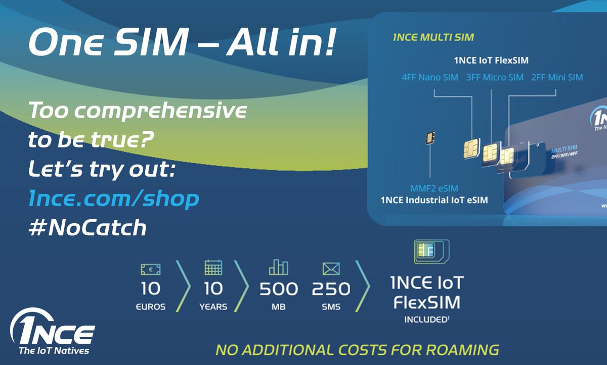 dez_blanchfield's tweet photo. One #SIM to unite them all! The #1NCE #SIM cards are designed for all #IoT and #IIoT applications – Best of all there’s no additional costs for #roaming https://t.co/tWuNuIJsoR #1NCE #1NCEInfluencer #iotnative #1NCEiotflexsim @1NCE3 https://t.co/BJm6EiRsqx