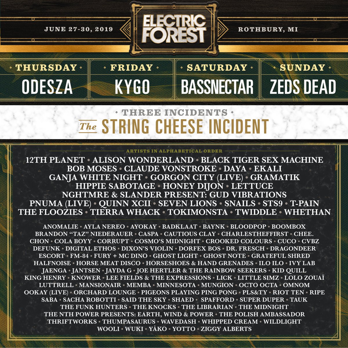 HQ is proud to present the official lineup for #EF2019: ElectricForestFestival.com/presenting-the…
