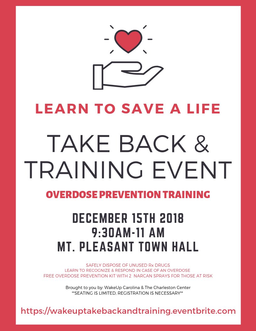 MPPDWinstead's tweet image. Please come join us December 15th and 29th for this valuable community training sponsored by the Charleston Center and Wake Up Carolina