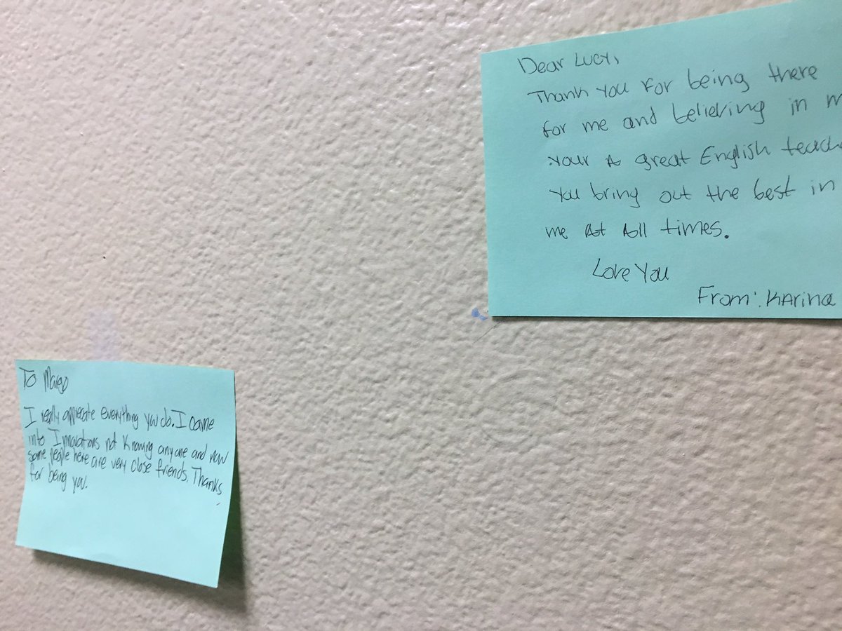 Love is the first leadership element for wild principals. It drives school culture & is the motivator to fight  racist & oppressive systems. These are appreciation notes in main hallway, students to students,  students to staff, etc. #bpleadership