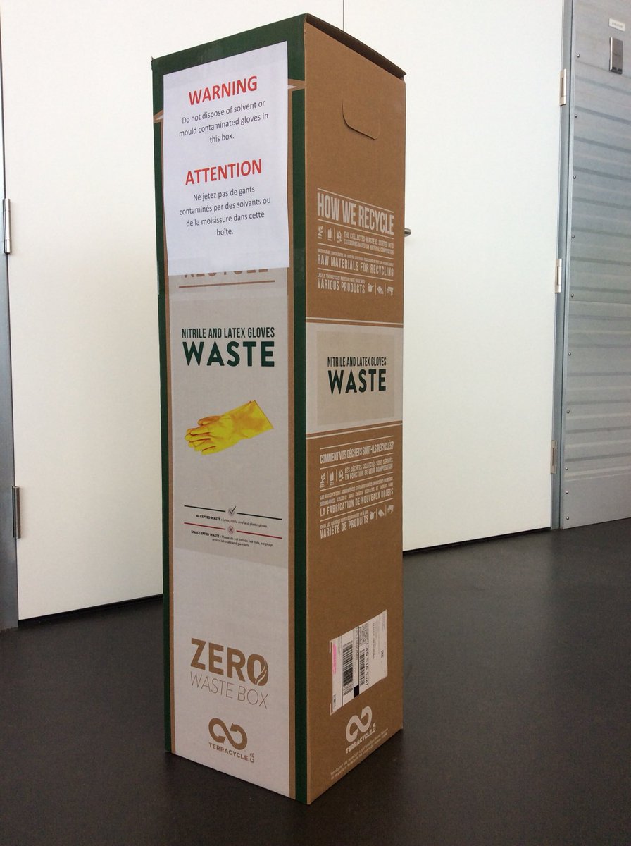 TaniaPassafiume's tweet photo. Excited to receive our @TerraCycleCA recycle box for our nitrile and latex gloves! Thanks @PhotoCons for the idea! #recyclinggloves #zerowastebox #conservationatlac https://t.co/psF0vOlOrd