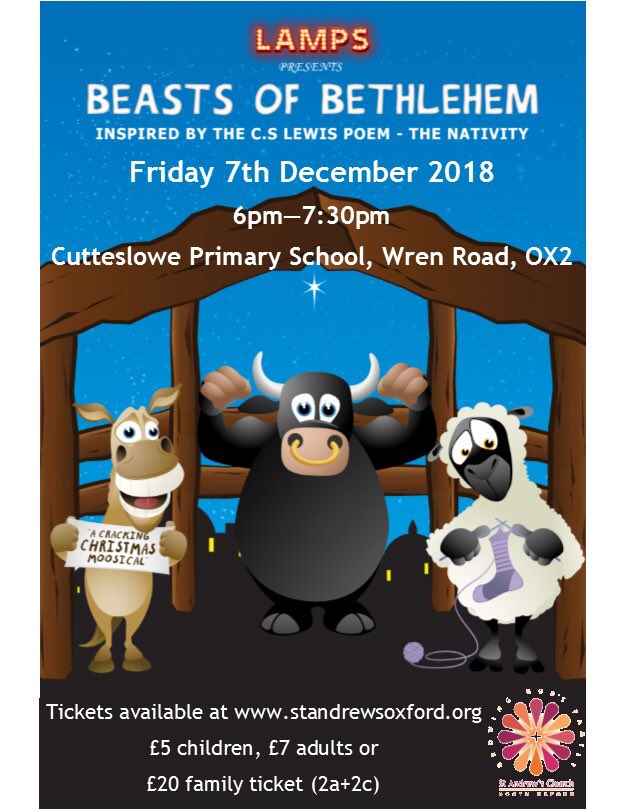 Have you got your tickets for this Friday?

Whether you’re young or old, you’ll enjoy this fun, entertaining and inspiring retelling of the Christmas story. 

Perfect to invite friends and family to. 

Get your tickets here standrewsoxford.churchsuite.co.uk/events/u3s6lwuq