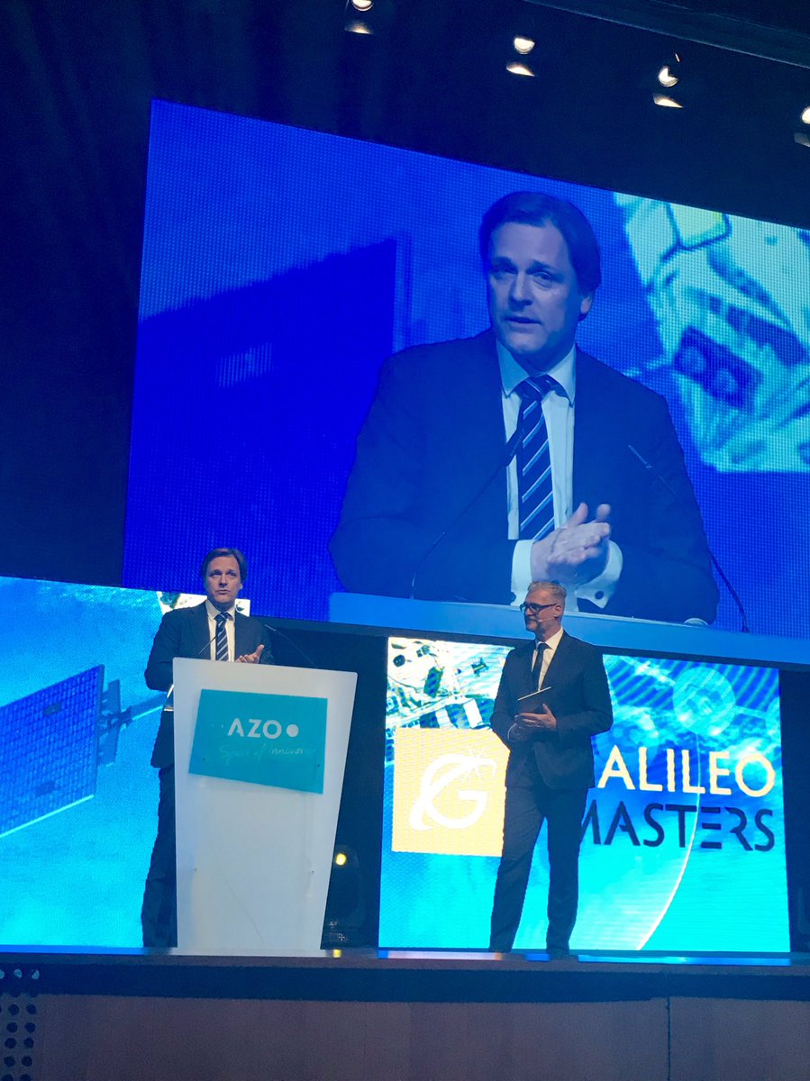 @nielseldering on the stage during the #spaceoscars during the #EUSpaceWeek awarding Galileo Masters awards, such as ESA space solutions prize!