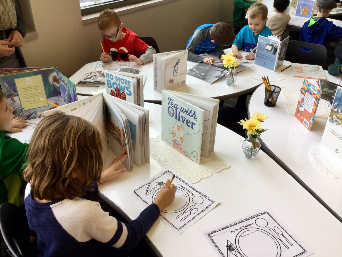 AGEGuffey's tweet photo. We launched our Narrative PBL w/ a Book Tasting! Our driving question is: “How can we, as authors, write a narrative story that entertains others?” @WSEWasescha @WSELibrary https://t.co/ctxk46VoS4