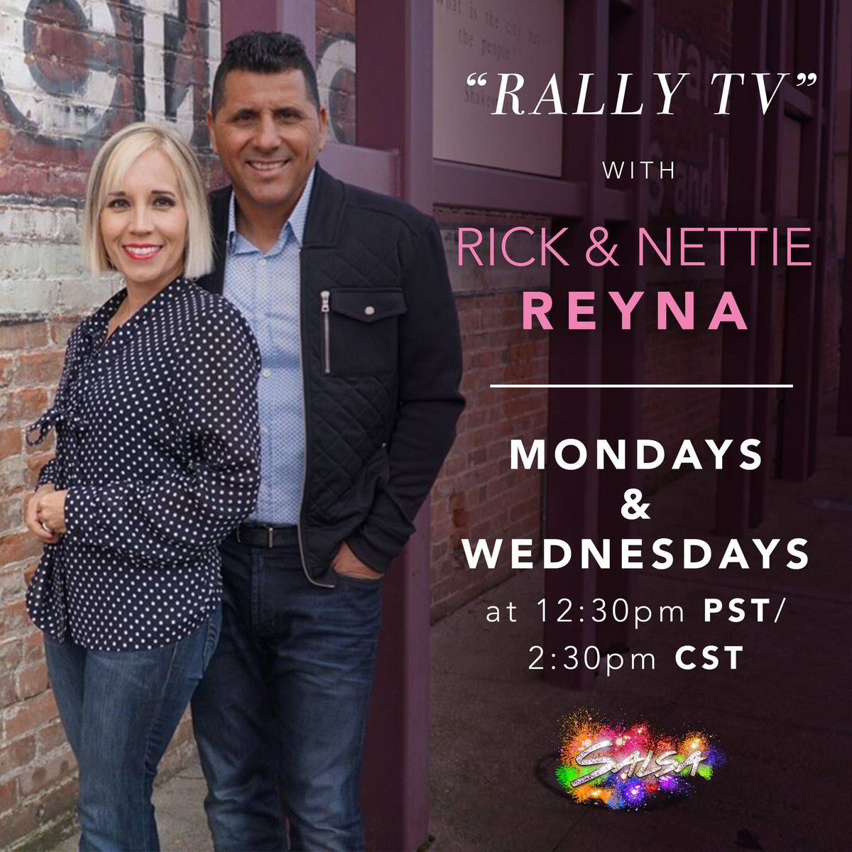 Rick_Reyna's tweet photo. Be inspired by “Rally TV” with @rickreyna & @nettiereyna only on @tbnsalsa! Can’t view @tbnsalsa on your television? Contact your cable provider TODAY requesting that they carry TBN Salsa! #RallyTV #TBNSalsa #SalsaNetwork” https://t.co/q6xqzFFz2n