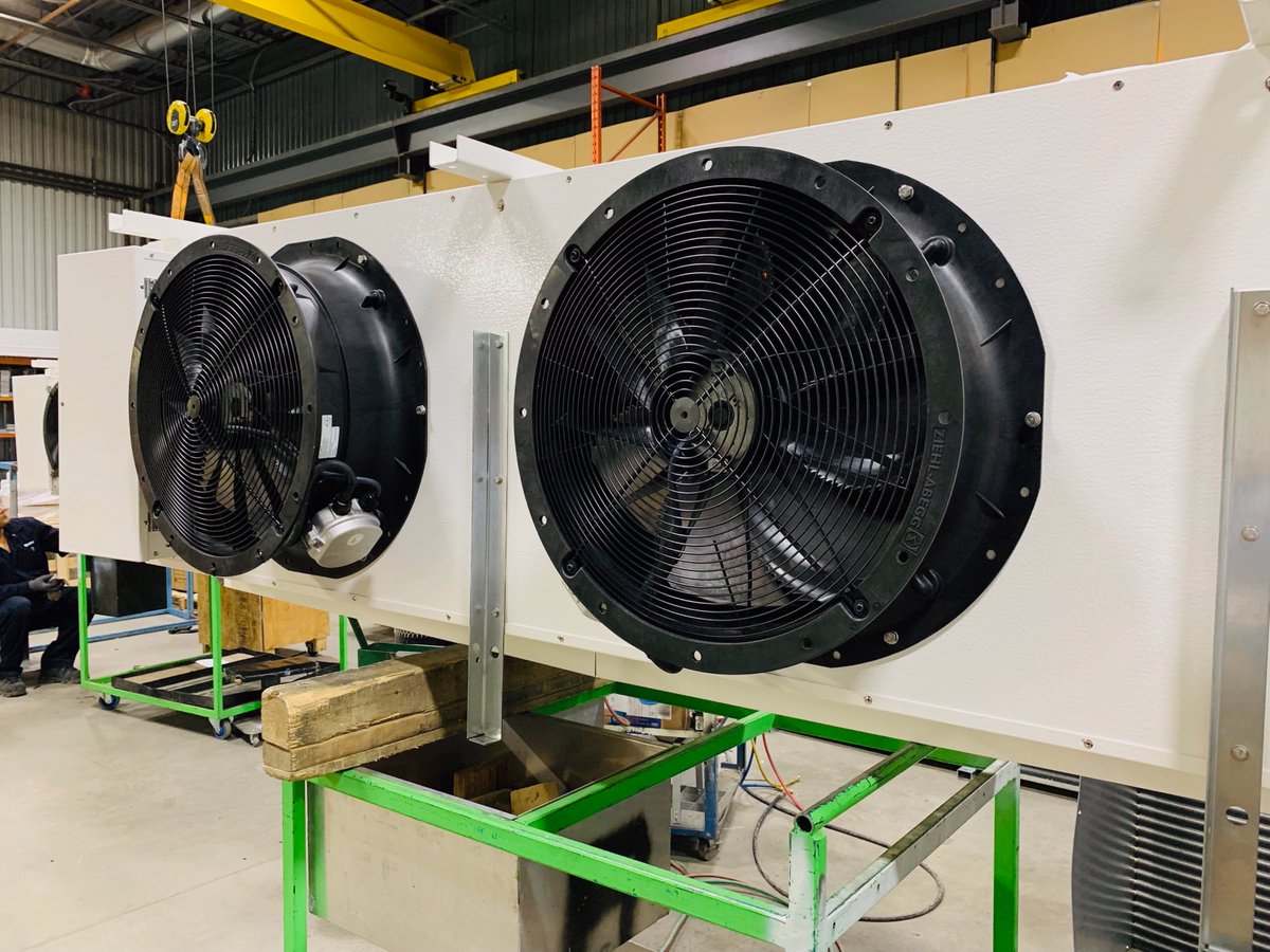 Beautiful <a href="/RefPlus/">RefPlus</a> evaporator with Ziehl-Abegg motors being completed for a big retailer. Taken at the factory a few weeks ago