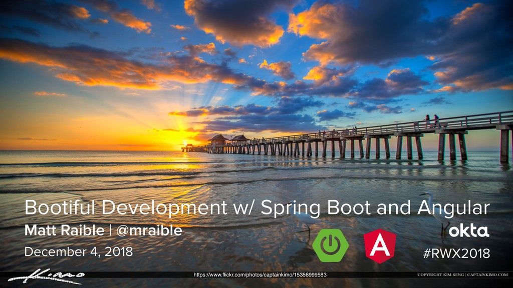 mraible's tweet photo. I had a lot of fun speaking about @springboot and @angular at #RWX2018 today. They're so #bootiful together! 😍
You can find my slides for "Bootiful Development with Spring Boot and Angular" on @speakerdeck → https://t.co/VWB0rWz6aB #springboot #angular https://t.co/IIl0gitfjC