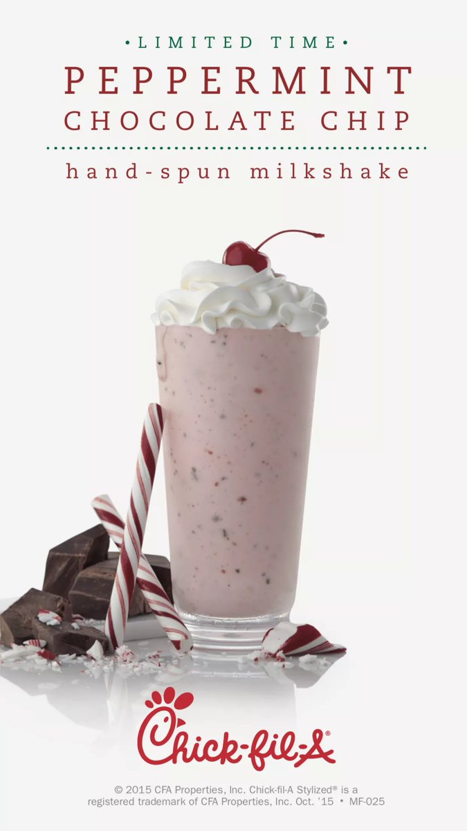 CFAatOC's tweet photo. Come try our new peppermint milk shakes! They are here for a limited time only! https://t.co/cVf1WdUrdY