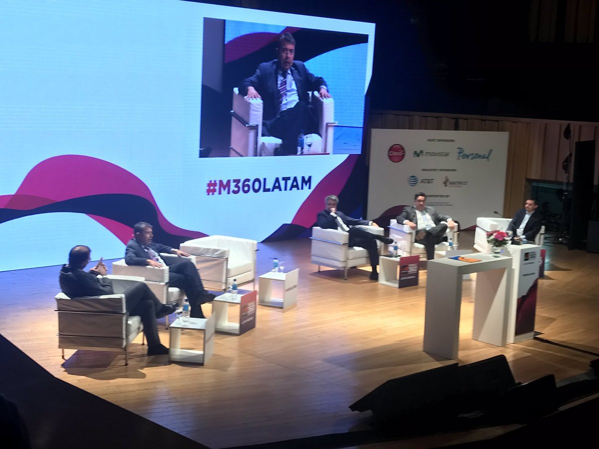 GSMALAC's tweet photo. Panel regulatorio en #M360LATAM. Debaten @karimlesina (@ATT), Manuel Araya (@entel), Hernán Verdaguer (#TelecomAr) y @jjharoseijas (@TefPublicPolicy). Modera @jcrettaz. https://t.co/3X8Yo4CBiY