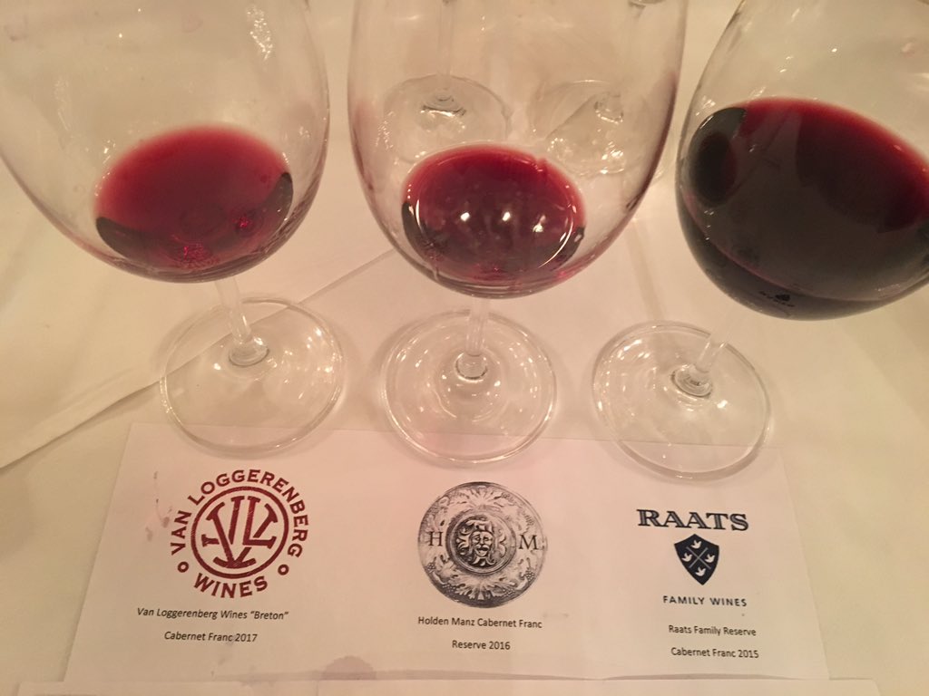 wineconceptsSA's tweet photo. Three of the Capes finest Cab Francs enjoyed at @holdenmanz for #InternationalCabernetFrancDay @LukasvLogg @CheninKing @RaatsWines https://t.co/kL6sXN340k