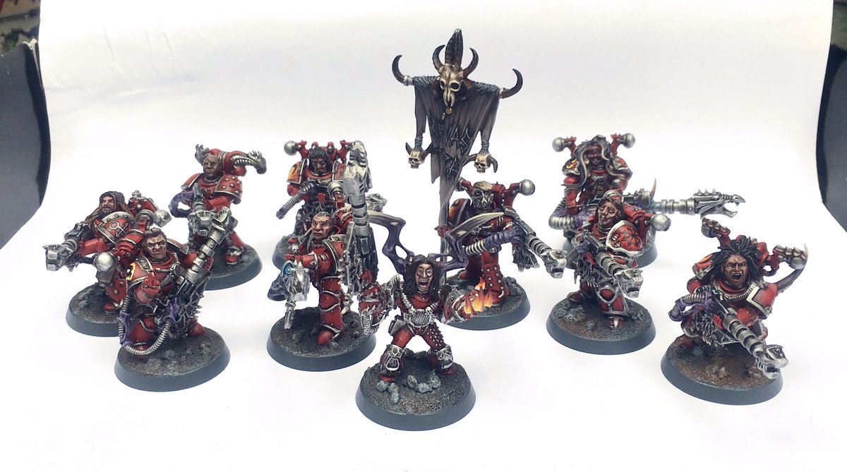 Lindsay Wheatcroft Chaos Space Marine Squad Of Noise Marines Word Bearers Legion All Have Head Sculpts Based On Musicians