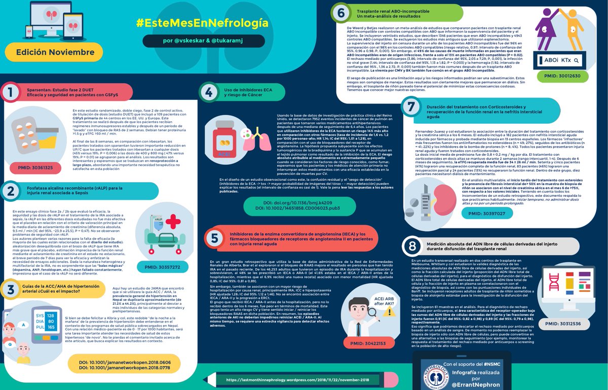 Errantnephron's tweet photo. 📌‼️ #INFOGRAFÍA‼️para la edición #noviembre de #EsteMesEnNefrología por @vskeskar/@tukaramj, a destacar el estudio español por Fernandez-Juarez presentado en #SENefro18, LÉELO, DESCÁRGALO & OPINA aquí 👇🏽
📱 https://t.co/5iRJMPByTF
🖨 https://t.co/QdmKPEau7g https://t.co/21Ha7vPSoQ