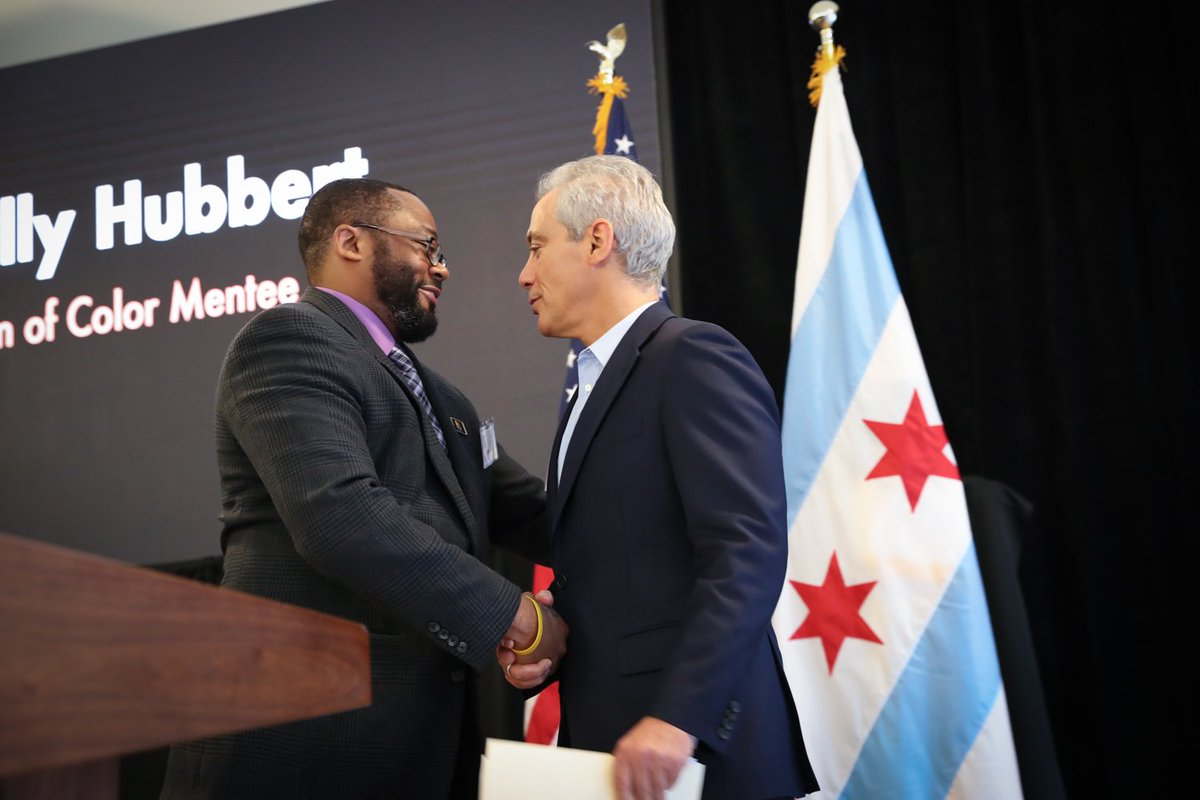 MayorRahm's tweet image. Thrilled to join the kick-off of the Men in Color in Education initiative today. This unique program provides mentorship, work-based learning and college coursework for men of color pursuing careers in education. cityofchicago.org/city/en/depts/… #PreK4Chicago #ChicagoEarlyLearning