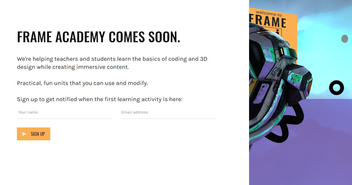 gabrieljbaker's tweet image. Inspired by all the thoughtful, playful #hourofcode learning resources out there that help students + teachers ease into their first coding experience! Excited to release some curriculum of my own next month that helps people dive into WebVR learn.framevr.io/frameacademy #hourofcode18