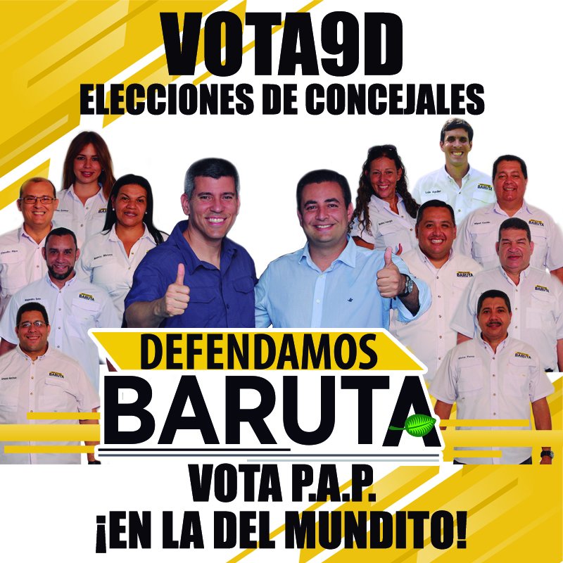Ya faltan 5 días llega la hora de que salgamos votar. Baruta es nuestra casa y vamos a defenderla! Este #9D vota P.A.P. ¡En la del mundito! Presiona Seleccionar Todo y luego VOTAR en la pantalla. #DefendamosLaCasa