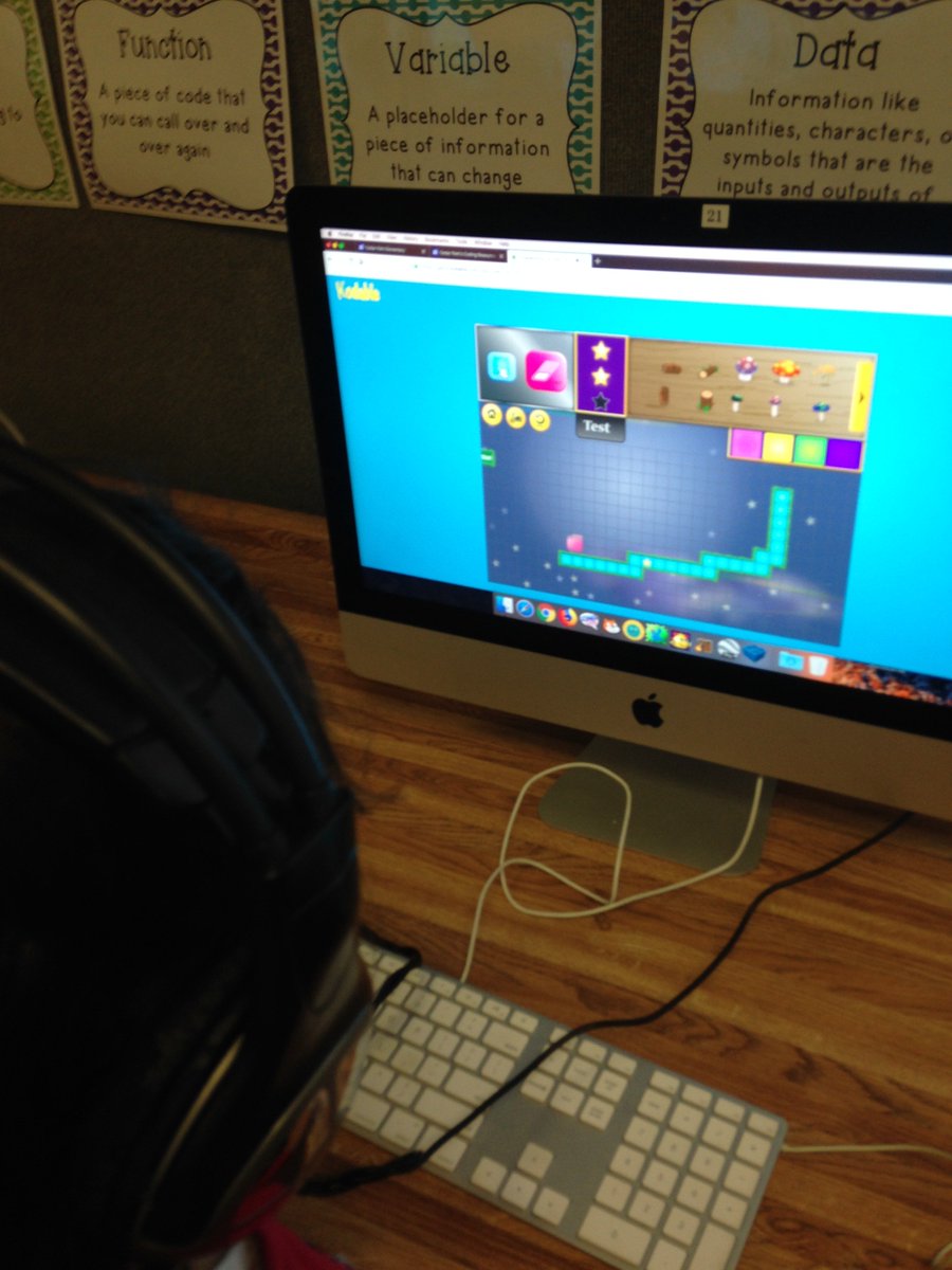 CPtechclass's tweet photo. 3rd gr using #designthinking, algorithms & code in @Kodable to create their own characters and maze levels. Students get to test then publish their own Kodbale maze challenges for other peers to solve with code sequences! Wow!! #CPstem @hourofcode https://t.co/SJkVMYp37w