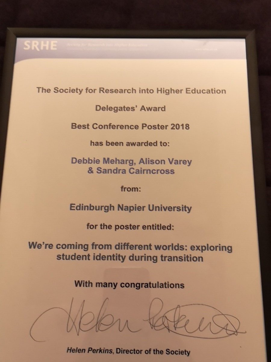 dmeharg's tweet photo. Really honoured to receive the award this evening after a fantastic day at #SRHENR2018 @smcairnx @alisonvarey https://t.co/cyGajE6sPW