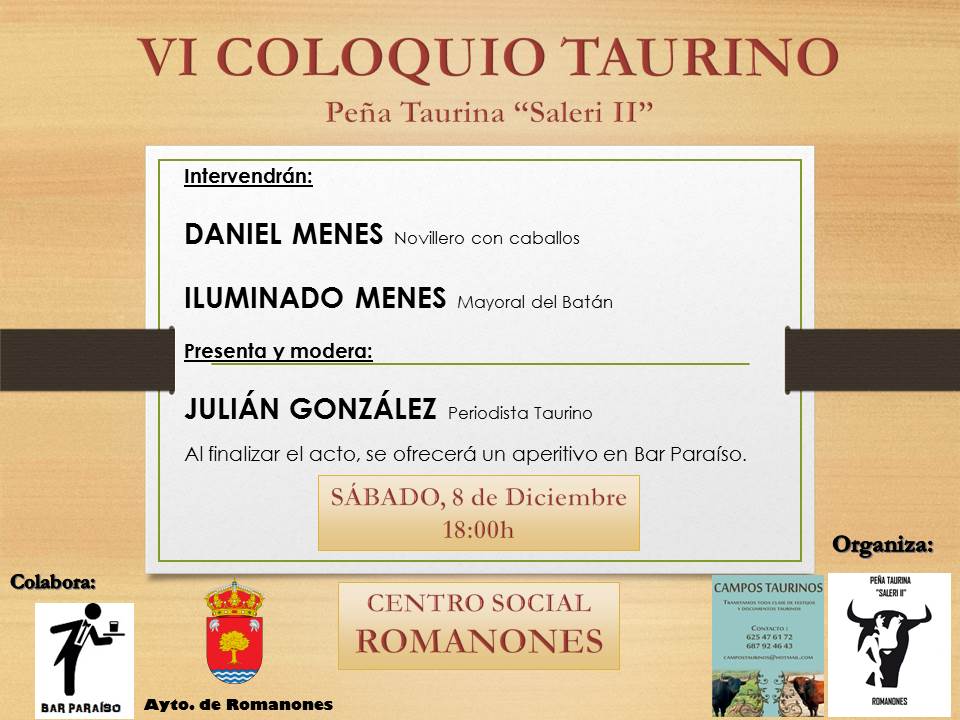 Si quieres pasar un rato agradable aprendiendo de toros... ¡Estás invitado!