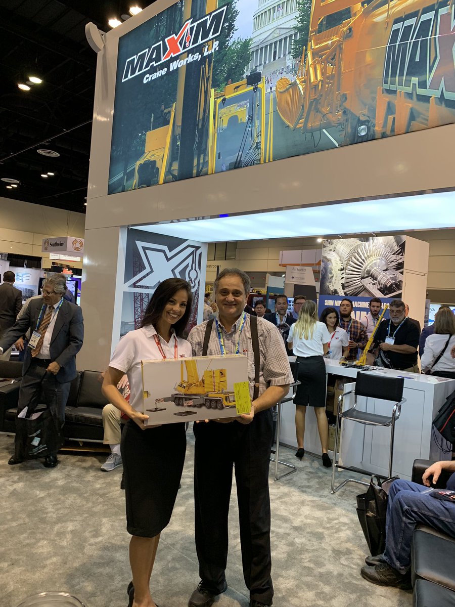 CraneMaxim's tweet photo. Our 3pm winner of the LTM 1500 model!!! Join us tomorrow at booth 3621 at 12 pm tomorrow for the next drawing! #POWERGEN18 #maximcraneworks #cranes https://t.co/yR6K83QTav