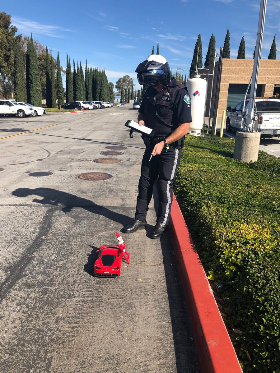 IrvinePolice's tweet photo. Our most recent High Visibility Enforcement resulted in a traffic citation of interest. We know you are in a rush this holiday season, but remember to slow down and obey all traffic laws. #PatchTheElf #IPD https://t.co/8YWPEqqoS1