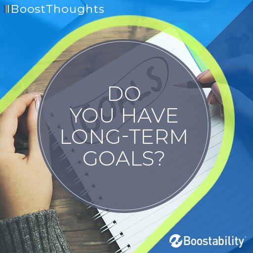 Boostability's tweet photo. Do you have long-term goals for your business and marketing strategy? Long-term goals help you maintain vision, while giving you short-term motivation, and can help you achieve more in the long run. 

So, what long-term goals do you have? https://t.co/OmS8g0IOu7