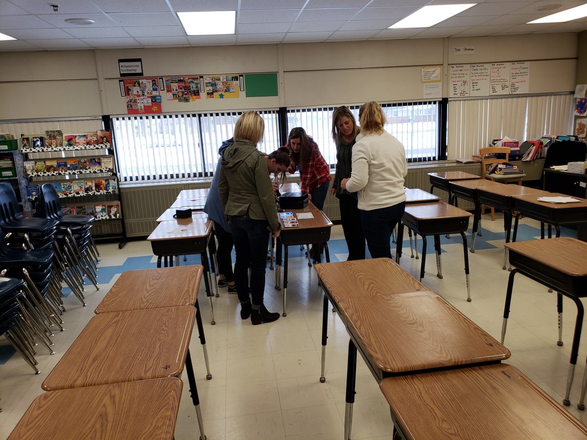 MB_Mediacenter's tweet photo. Team building exercise using #breakoutedu  Staff loved the 80's challenge! #findyourjoyhere #MBTigers https://t.co/44XvJOYLNZ