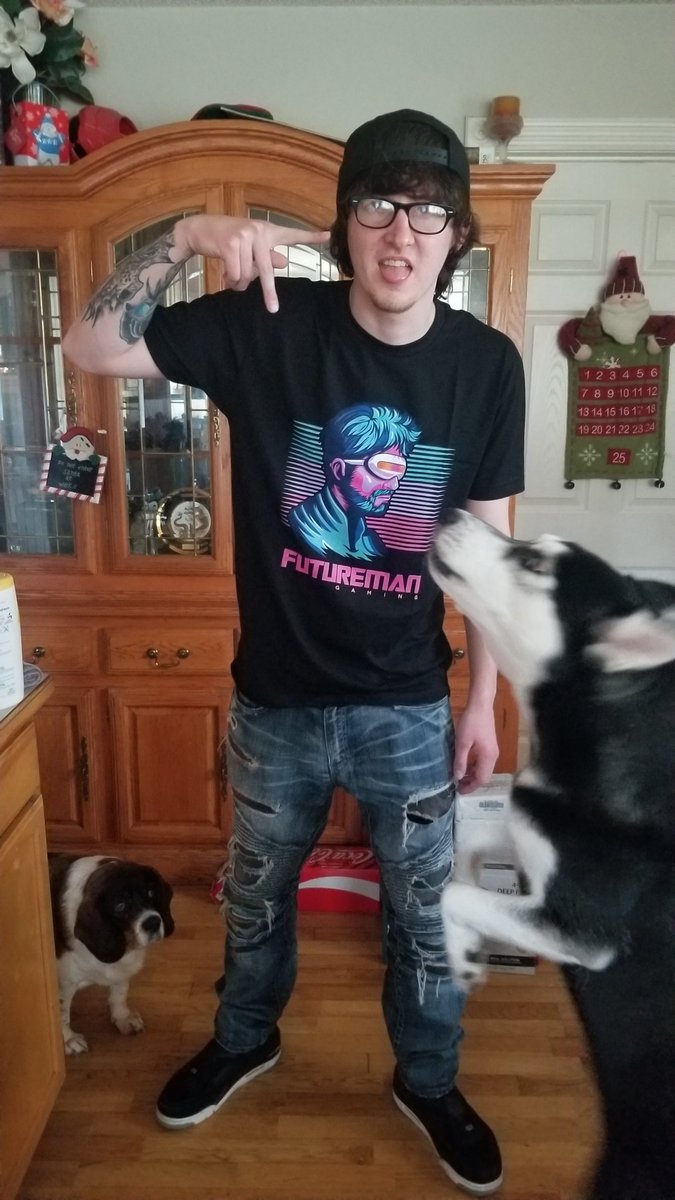 OhNoNotThisGuy1's tweet photo. Even my dog thinks my @FuturemanGaming shirt looks fresh. Just waiting on the hat!
Meanwhile, I'll be going live at 9pm tonight. Stay tuned and stay turnt!
https://t.co/926XK2zxGq
#FutureGang
#FuturemanGaming https://t.co/KaJGQJ1zx4