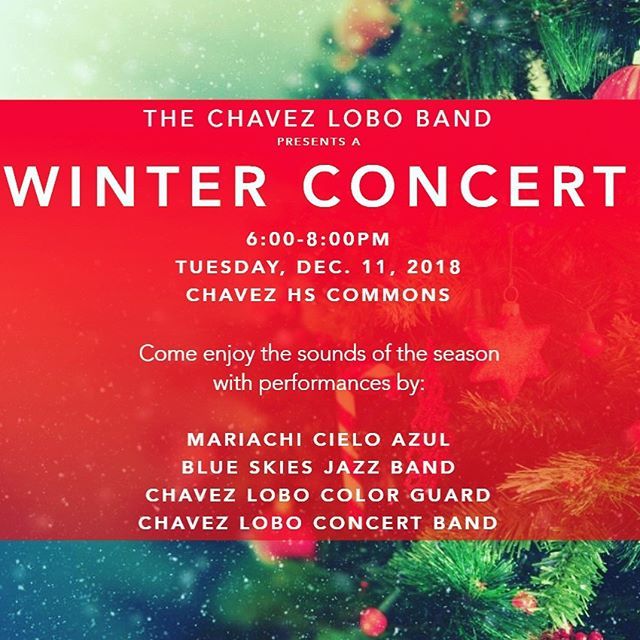 ChavezLoboBand's tweet photo. You’re invited to our Winter Concert! #chavezloboband
#chavezlobocolorguard
#blueskiesjazzband #mariachicieloazul 🎄☃️🎁 https://t.co/ZefpGF1phj https://t.co/ND3i5RjcGf