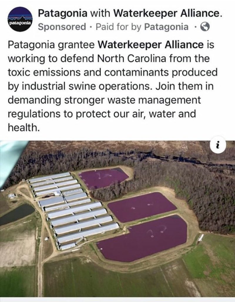 Stronger waste management regulations? Wrong again! Pig farmers are the most regulated Ag industry in the state of NC. It takes about 5lbs of paperwork to produce every pound of pork. @patagonia you have no clue--how about asking an NC pig farmer? (Credit: @marlowe_ncag)