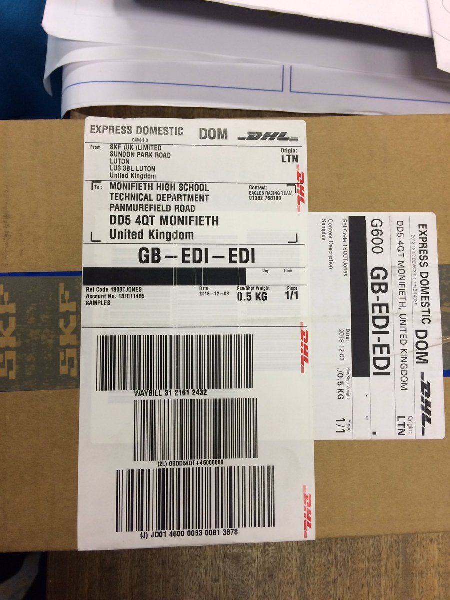 PeopleWhoCan's tweet photo. This little lot arrived for @eaglesmonifieth today- massive thanks to Andy @angus_3d and @SKFgroup for their continued support! 👏 #persevere #copingunderpressure #theyWILLbeready 😂 @MonifiethHigh @f1inschoolsUK https://t.co/qPRx3erRB7