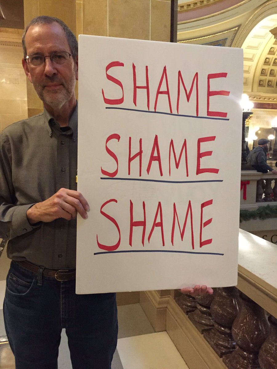 emilie_burditt's tweet photo. "It's all I can do. What else can I do?" Mark Severtson said. He calls the legislation "shameful." 

"Democracy is threatened on a daily basis.  I couldn't stay home. What else could I do?" 

#LameDuck #WiAssembly #WiPolitics #TheBadgerProject https://t.co/CAJcLQYa66